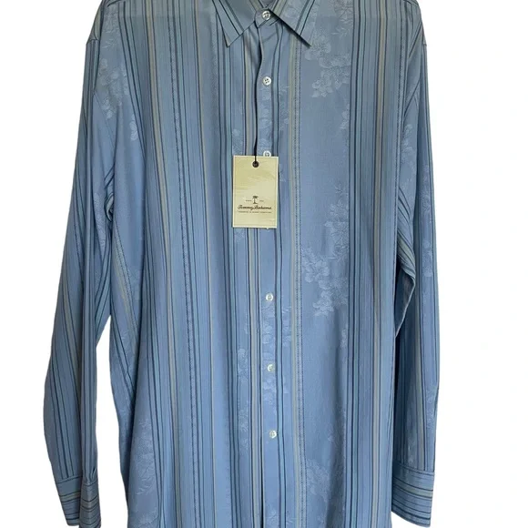 Tommy Bahama Shirts | Tommy Bahama Garden Coast Blue Silk / Cotton Long Sleeve Mens Shirt Sz L - Nwt | Color: Blue | Size: L | Pm-61269188's Closet